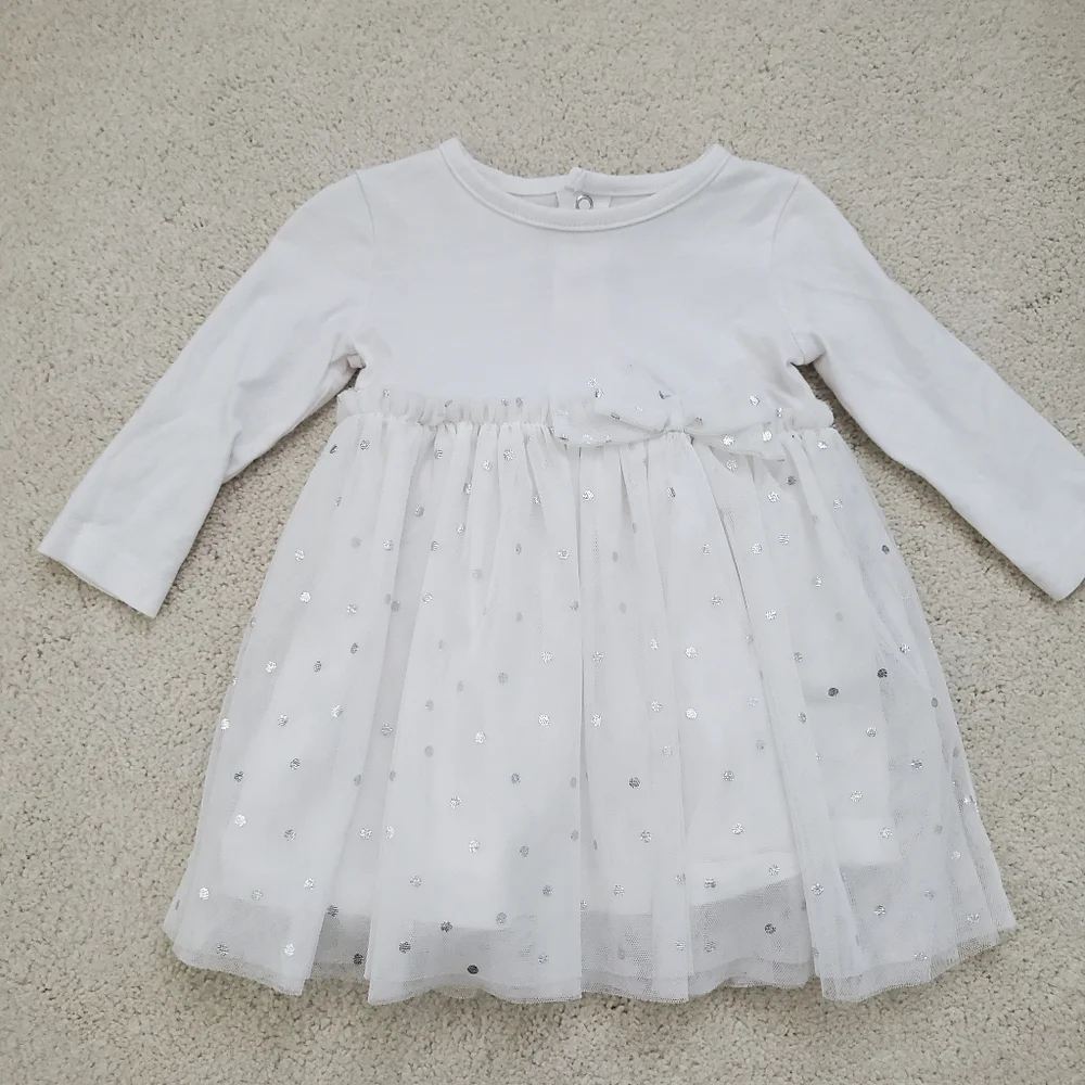 Carter's Baby Girl Long Sleeve Tulle Polka Dot Dress sz6m
